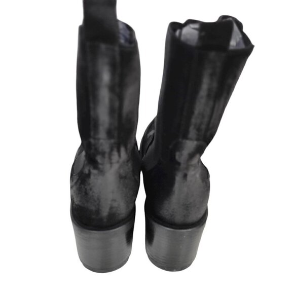 Made In Italy Suede Chelsea Booties Ankle Boots Women Black Size 10 - Picture 8 of 16